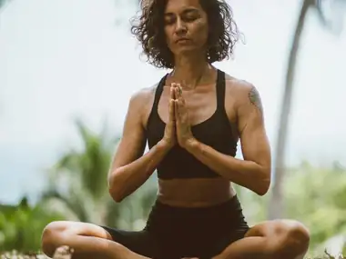 Quiet guided meditation in the studio